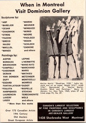 When In Montreal Visit Dominion Gallery 1438 Sherbrooke West 1968 Ad 4AK8-M8
