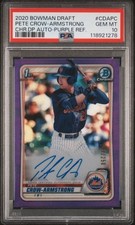 PSA 10 - 2020 Bowman Draft PETE CROW-ARMSTRONG 1st RC Purple AUTO 107/250
