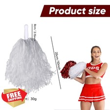 24 Pcs Cheerleading Pom Poms Metallic Foil Handle Party Sports