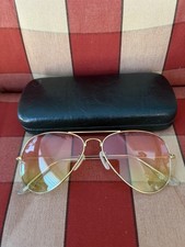 Ray Ban Damen Flieger Sonnenbrille Rosa Gelb Farbverlauf  Goldener Rahmen