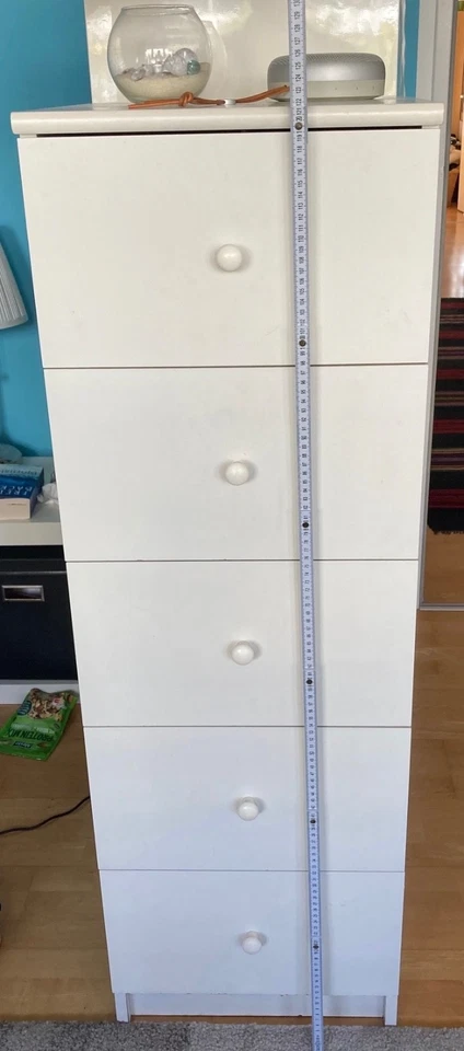 Kommode weiß mit 5 Schubladen, 120cm x 40 cm x 40