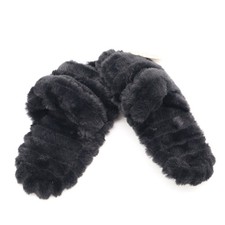 Northeast Outfitters Cozy Cabin Black Fuzzy Slide Slippers Womens Small 4-6 NEW