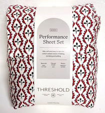 Threshold Queen Size Woodblock Leaf Performance Cotton Sateen Sheet Set