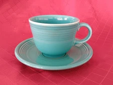 Fiestaware Matching Cup & Saucer Set 1998 Homer Laughlin Tourquoise Made in USA