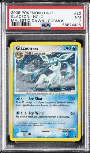 2008 POKEMON DIAMOND & PEARL MAJESTIC DAWN COSMOS #20 GLACEON-HOLO PSA 7