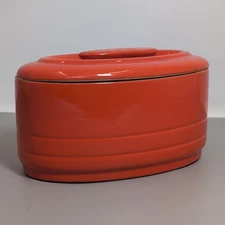 Hall China Co. for Westinghouse Orange "Hercules" Oval Refrigerator Dish & Lid