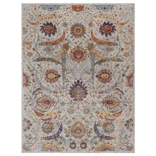 9'x12' Ivory Hand Knotted Sickle Leaf Design Silk with Textured Wool Rug 92604