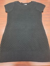 ANA A New Approach Women Black Plush Sweater Dress Size S Short Sleeve Soft Cozy