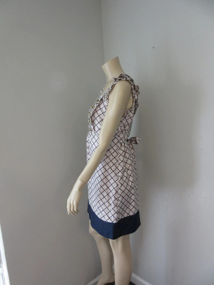 Mini Vestido de Seda JUICY COUTURE Azul Cintura Imperio 6 Sin Mangas Volantes Foto 2 de 4