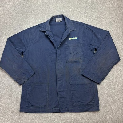 Vintage französische Jacke Erwachsene mittelblau Canvas Arbeitskleidung Hausa...