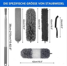 7tlg. Mikrofaser Staubwedel, teleskopierbar, waschbar, flexibel für Decken
