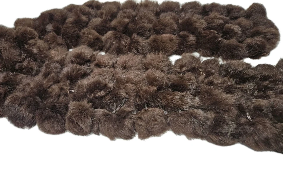 De colección GENUINA PIEL DE CONEJO POM POM Bufanda Mantón Envolvente OS 50"x6" Glam Night Foto 4 de 4