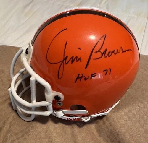 Jim Brown Autographed Cleveland Browns "HOF 71" Mini Helmet: JSA COA