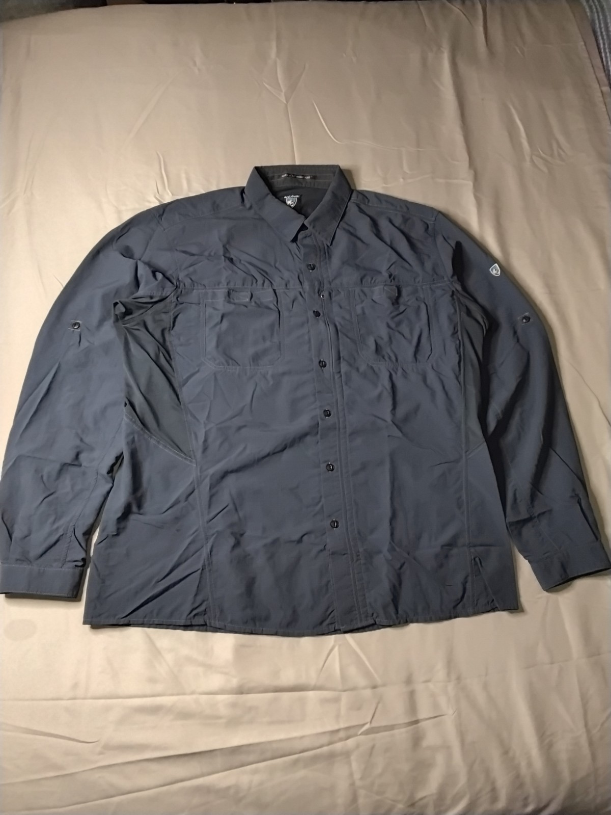 Kuhl Airspeed Shirt Mens XL Vented Quick Dry Fishing Hiking Long Sleeve Blue