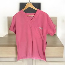 Pink Crazy Scrubs Top with Pocket Size Extra Small Women's