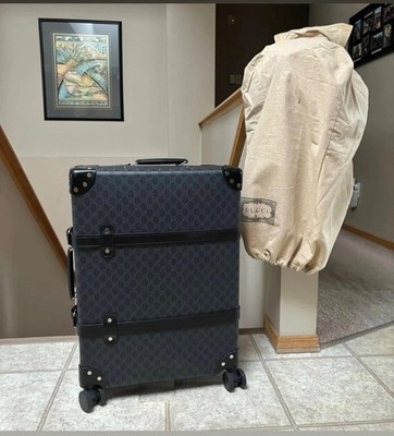 Gucci Black GG Supreme Medium Trunk Globe Trotter Luggage MSRP $4200  New