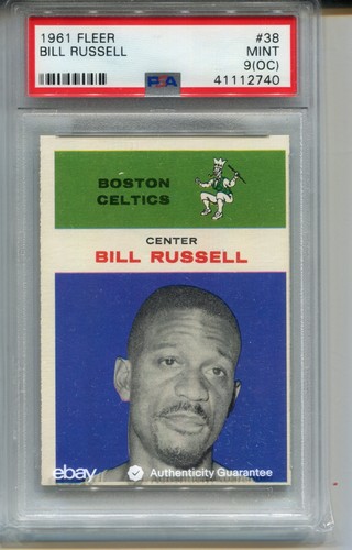 1961 Fleer Bill Russell Card PSA 9 MINT OC Graded Basketball #38