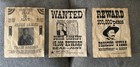(3) Paper Antique Style Western Wanted Signs Man Cave Wall Decor Vintage Look — photo 1