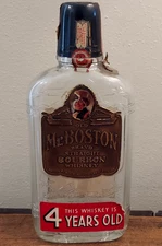 Vtg Old Mr Boston Straight Bourbon Whiskey Pint Bottle 1930's w/ Labels & Cap