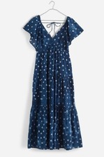 NWT Madewell Devyn Tie Dye Midi Dress Size 2 Indigo Shibori Print