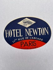Vintage HOTEL NEWTON Decal Paris, France 3 1/2 X 3 1/2