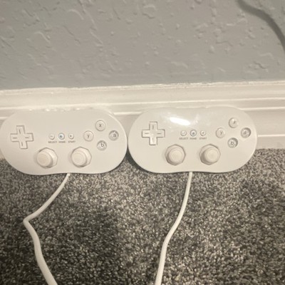 Nintendo Wii Wired White Ergonomic Controllers Set for Console, Pair
