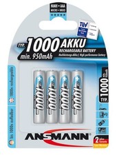 ANSMANN - NiMH Rechargeable AAA Batteries 1000mAh 4 Pack 5.29 per battery
