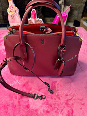 Coach Burgundy Satchel Top Handle Zip, Detachable/Adjust Strap, Hang Tag