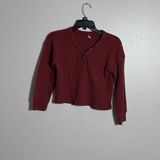 Old Navy Kids Girl waffle-knit Henley sweater Burgundy/maroon Size M 8 .