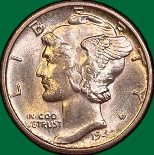 1942-S Mercury Dime Brilliant Uncirculated BU Coin #35996