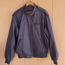 Vintage 80s/90s Members Only Jacket Mens Size L Long Blue Full Zip 3 Pockets