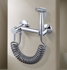 Chrome Two Ways Bidet Shattaf Muslim Bathroom Brass Mixer Hot Cold Holder Set