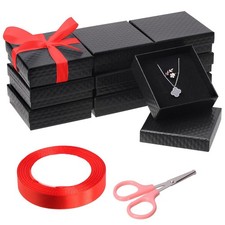12Pcs 3.5 x 3.5 x 1 Inch Black Cardboard Jewelry Gift Boxes Square Jewelry Gi...