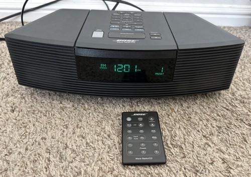 BOSE WAVE AM/FM RADIO CD PLAYER ALARM CLOCK AWRC-1G BLACK WITH REMOTE TESTED
