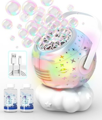 Bubble Machine 600mL Capacity LED Light Outdoor Toy for