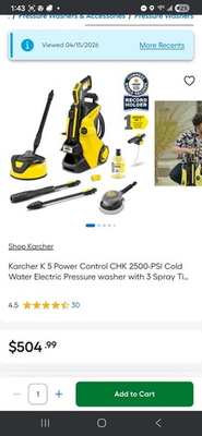#ad K5 Premium Electric Pressure Washer 2000 PSI with Vario Power amp; Dirtblaster Wa $300.00