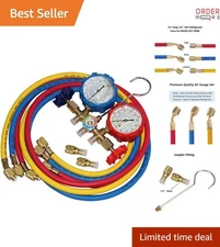 5FT AC Refrigerant Manifold Gauge Set for R410A R404A R22 R134A HVAC Professi...