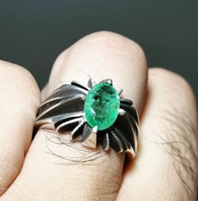 Natural SAWATI EMERALD Stone Ring Real Punjsher Emerald Best Quality Silver 925