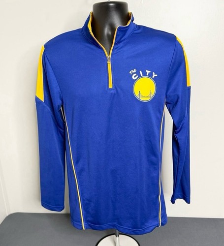 Golden State Warriors The City Hardwood Classics by Majestic Small 1/4 Zip Blue