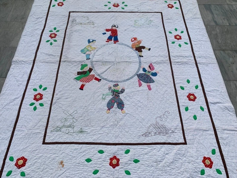 Antique Handmade Colorful Patchwork Bedspread Crafted textile Bedding 200x155 cm - Image 2 of 4