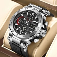 Mens Diver Sports Wristwatch Digital Analog Quartz LED Waterproof Luxury Watches