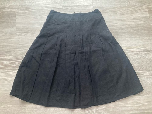Next Linen Pleated Knee Length Black Skirt Fully Lined - Size 8 - Please Read - 第 5/6 張圖片
