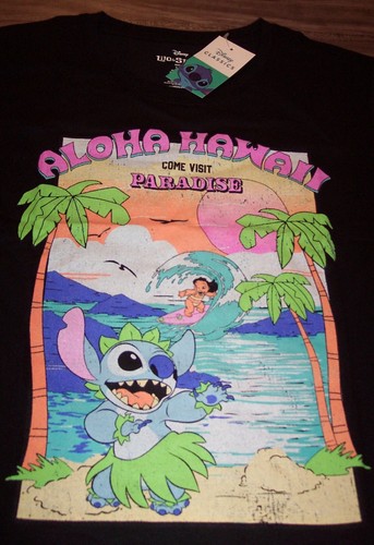 ALOHA HAWAII Walt Disney LILO & STITCH Surfing Paradise T-Shirt LARGE NEW w/ TAG - Bild 1 von 4