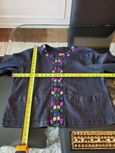 Ruby Rd. Women's Blue Denim Cotton Long Sleeve Party Wear Jeans Jacket Size 12 - Picture 10 of 10