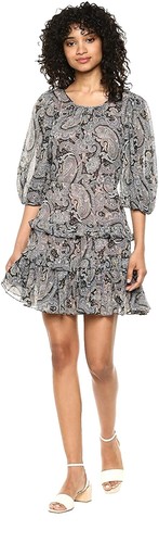rebecca taylor hydrangea silk dress Rebecca Taylor Sz 4 Short Sleeve Hydrangea Silk Blend Dress Snow Combo NWT $395