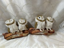 Folkmanis 4 Mini Barn Owls Puppets on Log Plu...