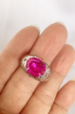 925 Sterling Silver Statement Ruby Multi Gemstone Ring Size 7 3/4