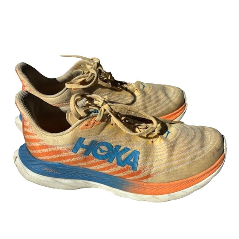 Hoka One One sneakers MACH 5 running shoes mens SZ 10.5 orange and blue