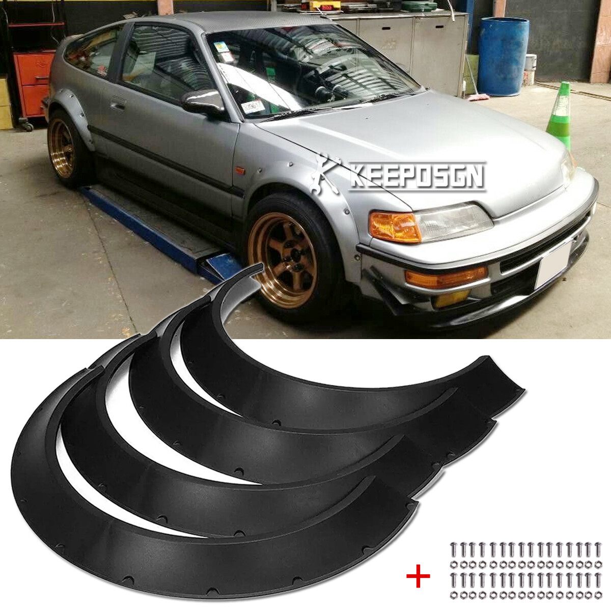 For Honda CR-X Civic Del Sol 4x Fender Flares Extra Widebody