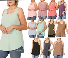 ZENANA 8507 PLUS Real Modal Sleeveless Tank Top Round Hem